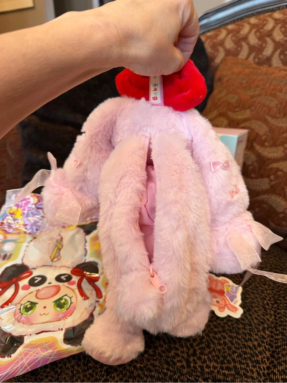 New Confirmed Baby Three Plush Cosmetic, Pen & Pencil Zipper Bag with Keychain